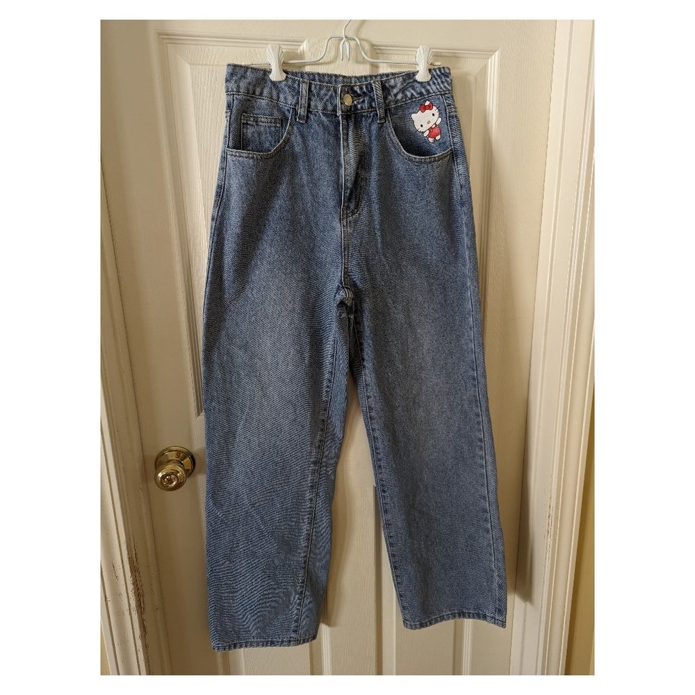 Hello Kitty Jeans Shein Sz M Wide Leg VGC Back to School Must Have